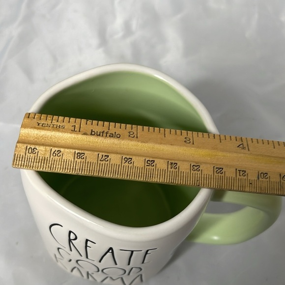 Rae Dunne Artisan Collection Create Good Karma Coffee Mug White Mint Green #237 - Picture 5 of 7